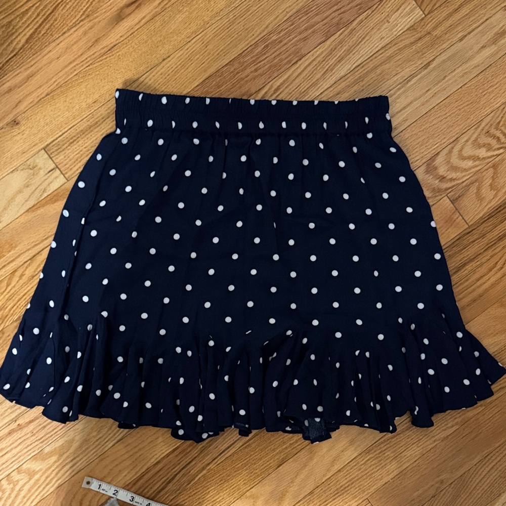 Navy Polka Dot Women's Flounce Skirt size medium